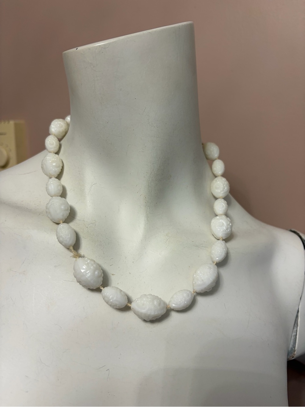 4/$100 Glow in the dark White Carved Bead Necklace - Women Jewelry